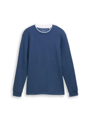 Denim Tom Tailor - Langarmshirt im 2-in-1-Look ocean night blue - Gr. - L