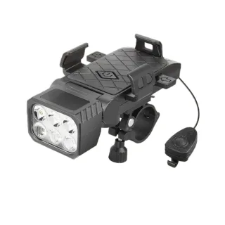 BIKIGHT Bicycle Horn Headlight with Phone Holder 90° Rotation 5 Light Modes Type-C Charging Waterproof Bike Front Light