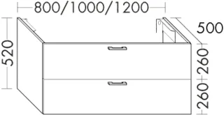 Burgbad Waschtischunterschrank Sys30 PG3 Diago 520x1000x500 Weiß Hochglanz, WUYU100F1507 WUYU100F1507