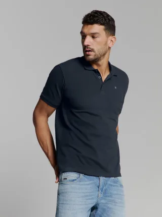 No Excess - Polo Pique Solid Stretch night - Gr. - XL
