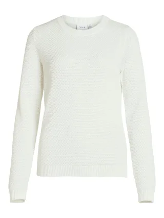 VILA - VIDALO O-NECK L/S KNIT TOP- NOOS white alyssum - Gr. - XS