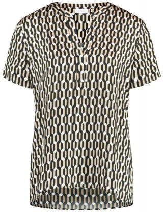 GERRY WEBER Collection - Gemustertes Blusenshirt schwarz/braun - Gr. - 36