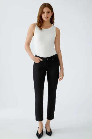 Oui - FILIZ Top elastische Viskoserippe cloud dancer - Gr. - 46
