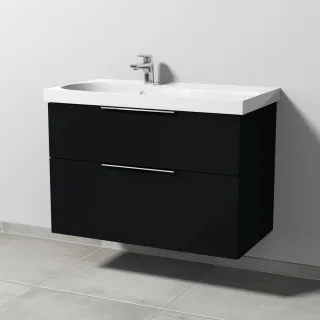 Sanipa 3way Waschtischunterbau zu Geberit Acanto Waschtisch mit 2 Auszügen, Schwarz-Matt UF41908