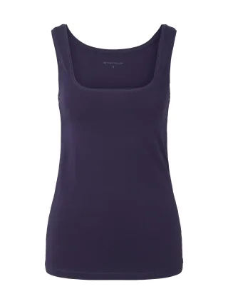 Tom Tailor - Top mit Karree-Ausschnitt atlantic ocean blue - Gr. - XS