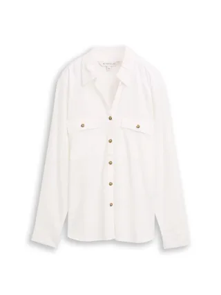 Tom Tailor - Hemdbluse mit Brusttaschen whisper white - Gr. - 38
