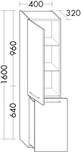 Burgbad Hochschrank Crono HGL 1600x400x320 Salbeigrau Hochglanz, HSGQ040LF5953 HSGQ040LF5953