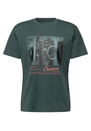 Street One Men - T-Shirt mit Rundhals und Artwork grün - Gr. - S