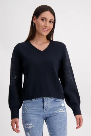 monari - Wendepullover mit Schmuck dark denim - Gr. - 42