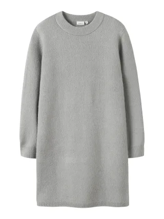 NAME IT - NKFOMARIAN LS KNIT DRESS grey melange - Gr. - 158