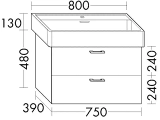 Burgbad Waschtischunterschrank Sys30 PG4 Sana 480x750x390 Trend- oder RAL-Farbe HGL, WVZX075F5348 WVZX075F5348