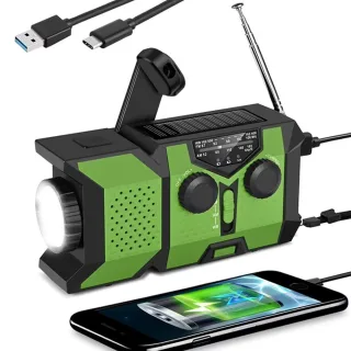 SEEKNITE Emergency Hand Crank Radio Solar Powered Radio with Power Bank SOS Alarm LED Flashlight AM/FM/WB Weather Radio
