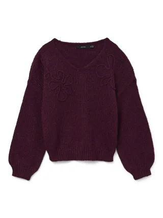 VERO MODA - VMLOLLIPOP LS V-NECK PULLOVER BOO winetasting - Gr. - L