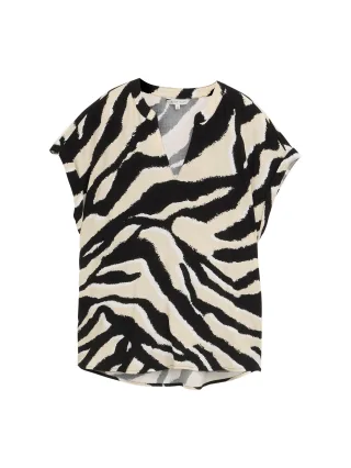 Tom Tailor - Loose Fit Bluse abstract beige zebra - Gr. - 36
