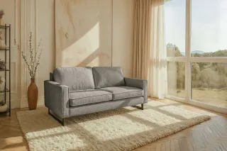 Home affaire 2-Sitzer "Pinto, 166 cm, Cord, Chenille, Lederoptik" mit Keder, schwarze Metallfüße, Wellenunterfederung