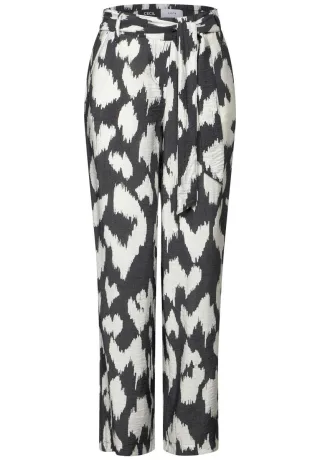 Cecil - Gemusterte Wide Leg Hose grau - Gr. - S/30