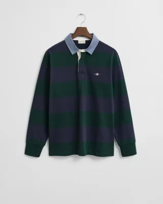 GANT - Gestreiftes Heavy Rugger mit Chambray-Kragen tartan green - Gr. - M