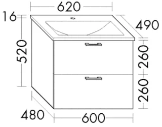 Burgbad Mineralguss Waschtisch-Set Sys30 PG4 Sana Eiche Tabak/Weiß Velvet, SFGM062F3448C0037 SFGM062F3448C0037