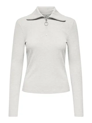 JDY - JDYEFFI L/S HALF ZIP TOP JRS cloud dancer - Gr. - M