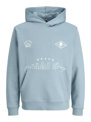 JACK&JONES - JCOCREST PRINT SWEAT HOOD Blue Shadow - Gr. - L