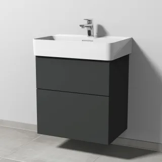 Sanipa 3way Waschtischunterbau zu Laufen VAL Waschtisch mit 2 Auszügen, Graphit-Matt SP8211B