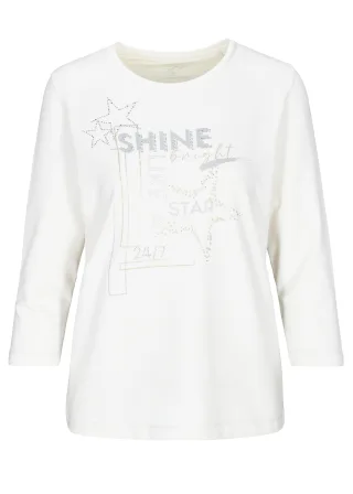 CLARINA - Rdh.-Sweatshirt, 3/4 Arm,Druck offwhite - Gr. - 42