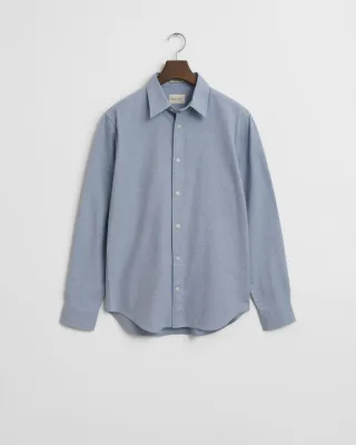 GANT - Regular Fit Melange Flanellhemd light blue melange - Gr. - L