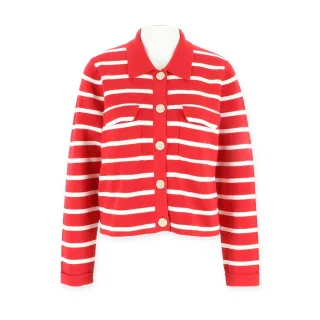 Halsüberkopf Accessoires - Strickjacke Streifen rot - Gr. - s