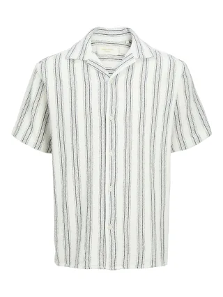 JACK&JONES - JJECOBA STRIPE RESORT SHIRT SS SN Cloud Dancer - Gr. - M