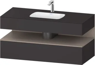 Duravit Qatego Einbauwaschtisch mit Konsolenwaschtischunterbau Graphit Supermatt 1200x550x600 mm - Q QA4787043800000