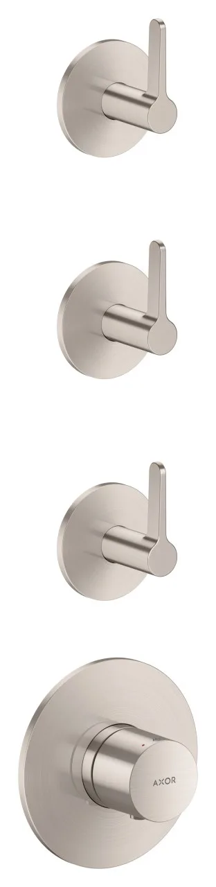 Hansgrohe Thermostatmodul Unterputz AXOR One für 3 Verbraucher mit Hebelgriff edelstahl optik, 4872 48723800