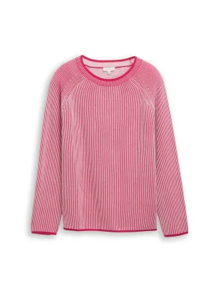 Tom Tailor - Plus Size - Strickpullover mit Streifen pink plaited knit - Gr. - 48