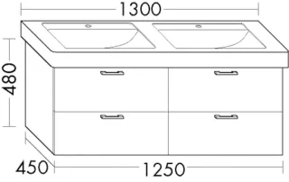 Burgbad Waschtischunterschrank Sys30 PG3 Diago 480x1250x450 Salbeigrau Matt, WUJT125F5966 WUJT125F5966