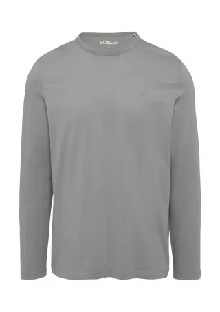 s.Oliver Red Label - Longsleeve aus Jersey mit Logo-Detail grau - Gr. - XXL