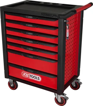 KS Tools RACINGline SCHWARZ-ROT Werkstattwagen mit 7 Schubladen - 826.0007