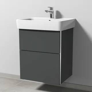 Sanipa 3way Waschtischunterbau zu Geberit Renova Plan Waschtisch mit 1 Tür, Anthrazit-Matt BR87422