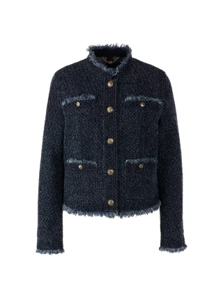 Marc Cain Collections - Couturige Jacke in Tweed-Optik vintage indigo - Gr. - 34