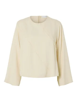 Selected - Bluse mit Fransen - Slfivana beige - Gr. - 36