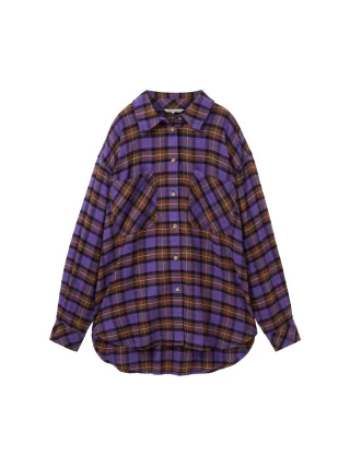 Denim Tom Tailor - Flanellhemd mit Karomuster lilac check - Gr. - S