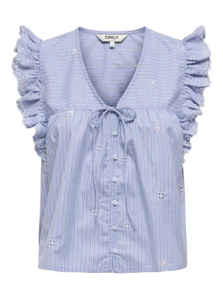 ONLY - ONLTESSA LIFE CAPSLEVEE V-NECK TOP WVN - Gr. - S