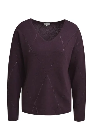 Milano Italy - v-neck pullover with oversized shoulders vino - Gr. - M
