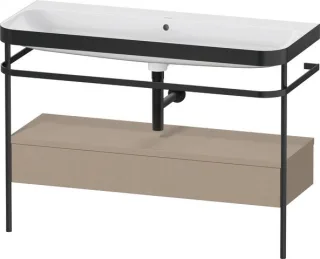 Duravit Happy D.2 Plus c-bonded Set mit Metallkonsole und Schubkasten Leinen Matt 1175x490x850 mm -  HP4744N75750000