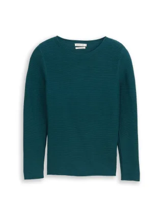 Tom Tailor - Strickpullover aus Baumwolle deep meadow green - Gr. - XL