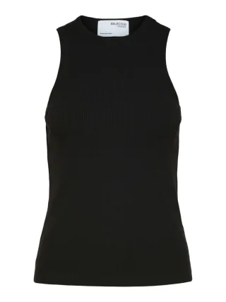 Selected - Geripptes Tanktop schwarz - Gr. - S