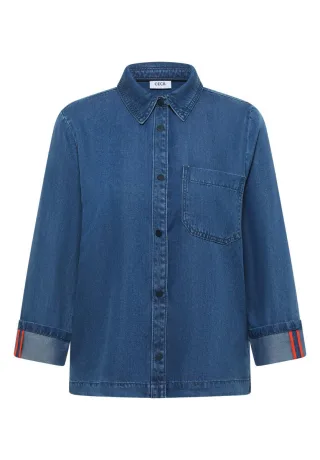 Cecil - Denim-Look Bluse blau - Gr. - M