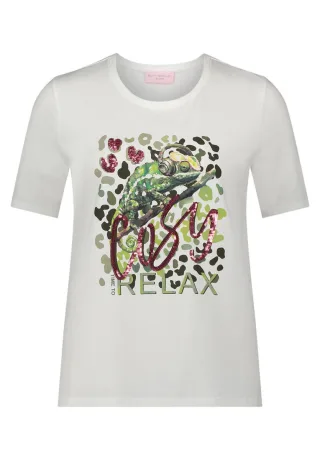 so cosy - T-Shirt mit Frontprint und Rundhalsausschnitt weiß - Gr. - 48