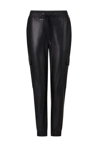 Rich & Royal - Fake leather cargo jogger black - Gr. - 38