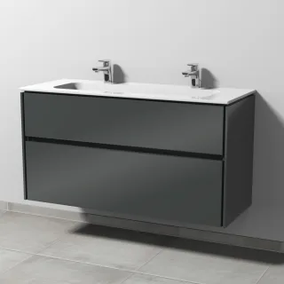 Sanipa Twiga Keramik-Set Design mit 2 Auszügen, Anthrazit-Glanz, SL24379 SL24379