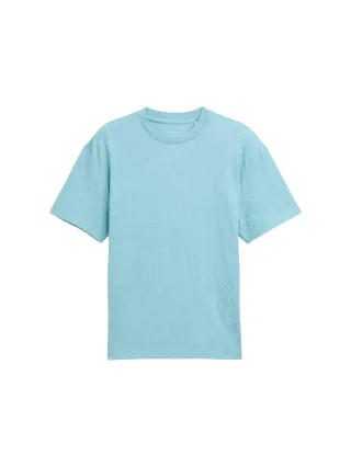 Denim Tom Tailor - Relaxed Fit Jacquard T-Shirt dusty blue leaves jacquard - Gr. - XXL