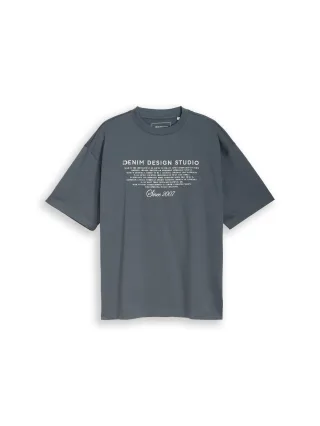 Denim Tom Tailor - Oversize T-Shirt mit Stickerei urban medium grey - Gr. - XL